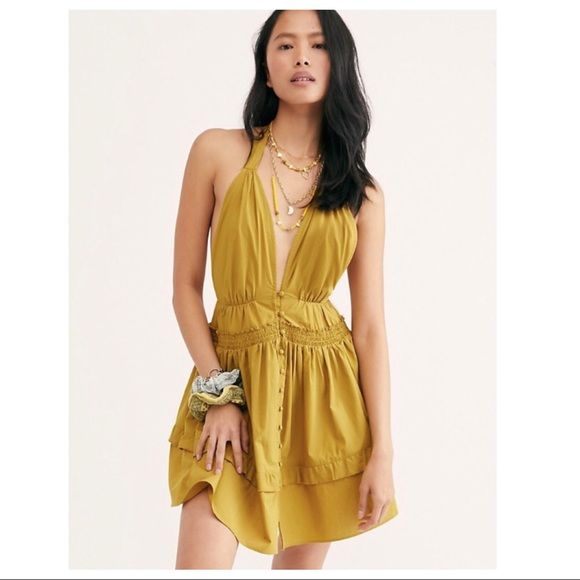 FREE PEOPLE BOHO HALTER MINI DRESS A2C - Picture 10 of 14